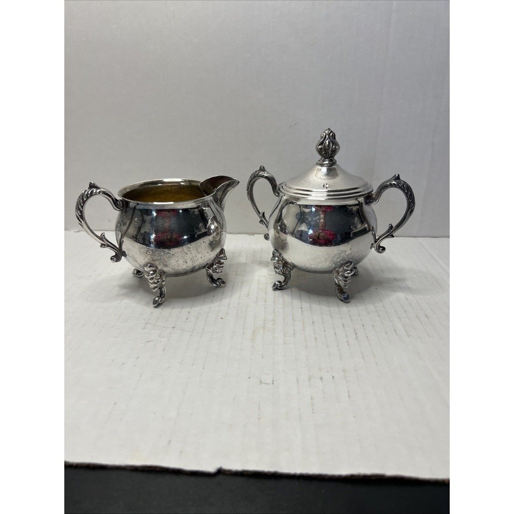 VINTAGE SHERIDAN SILVER ON COPPER CREAM AND SUGAR LID